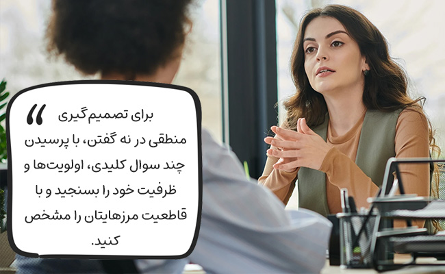 با پرسیدن سوالات کلیدی از خود، بر اساس اولویت و منطق، آگاهانه نه بگویید.