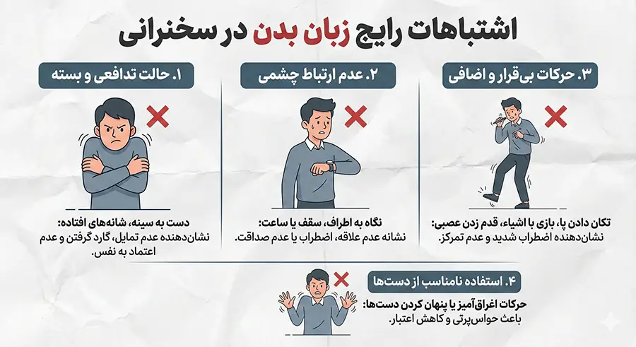 اینفوگرافیک اشتباهات زبان بدن